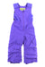 Boulder Gear Hailey Bib Snow Pants for Toddlers/Kids in bright purple, featuring shoulder straps, a front zipper, and waterproof insulation. The bibs are displayed flat on a white background.