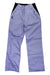 The Airblaster Womens High Waisted Trouser Pant features light purple color, straight leg cut, black waistband sides, button and zipper closure, and zippered front pockets. These snow pants are shown on a white background.