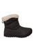The Bogs Women's B MOC II Boot is a dark gray winter boot featuring a black rubber sole, light fleece lining at the top, and insulation for warmth. It has a relaxed, slightly slouched shape for comfort.