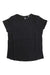 Women's black short-sleeve performance tee, crew neckline