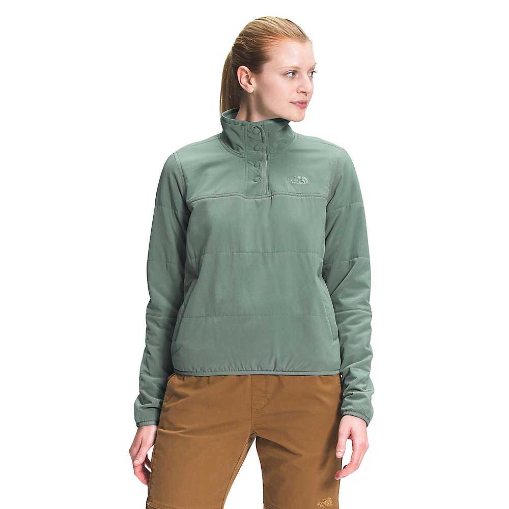 Women's Mountain sweatshirt pullover, dusty green half-zip with stand collar