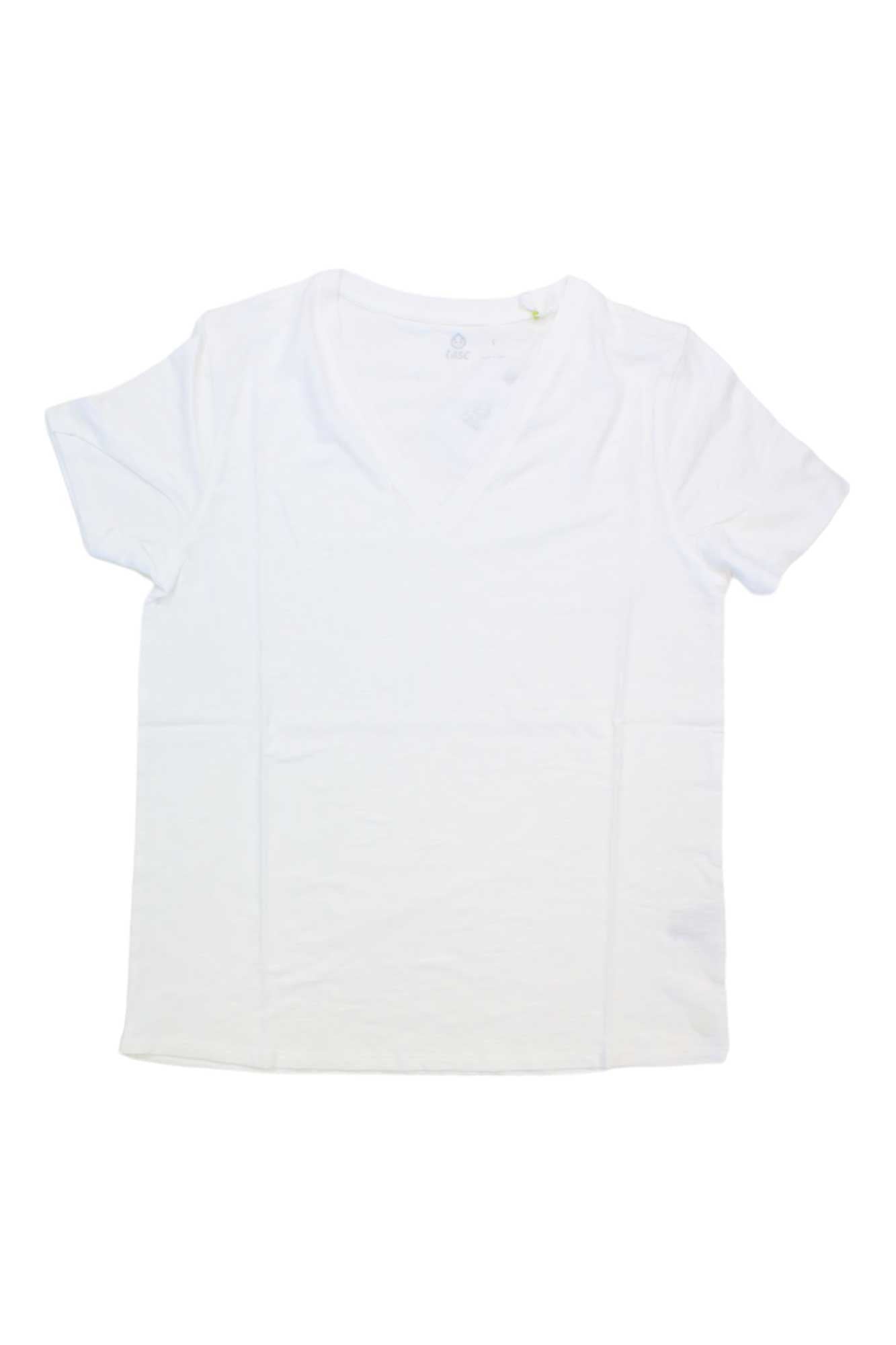 White women's V-neck short-sleeve T-shirt, soft knit