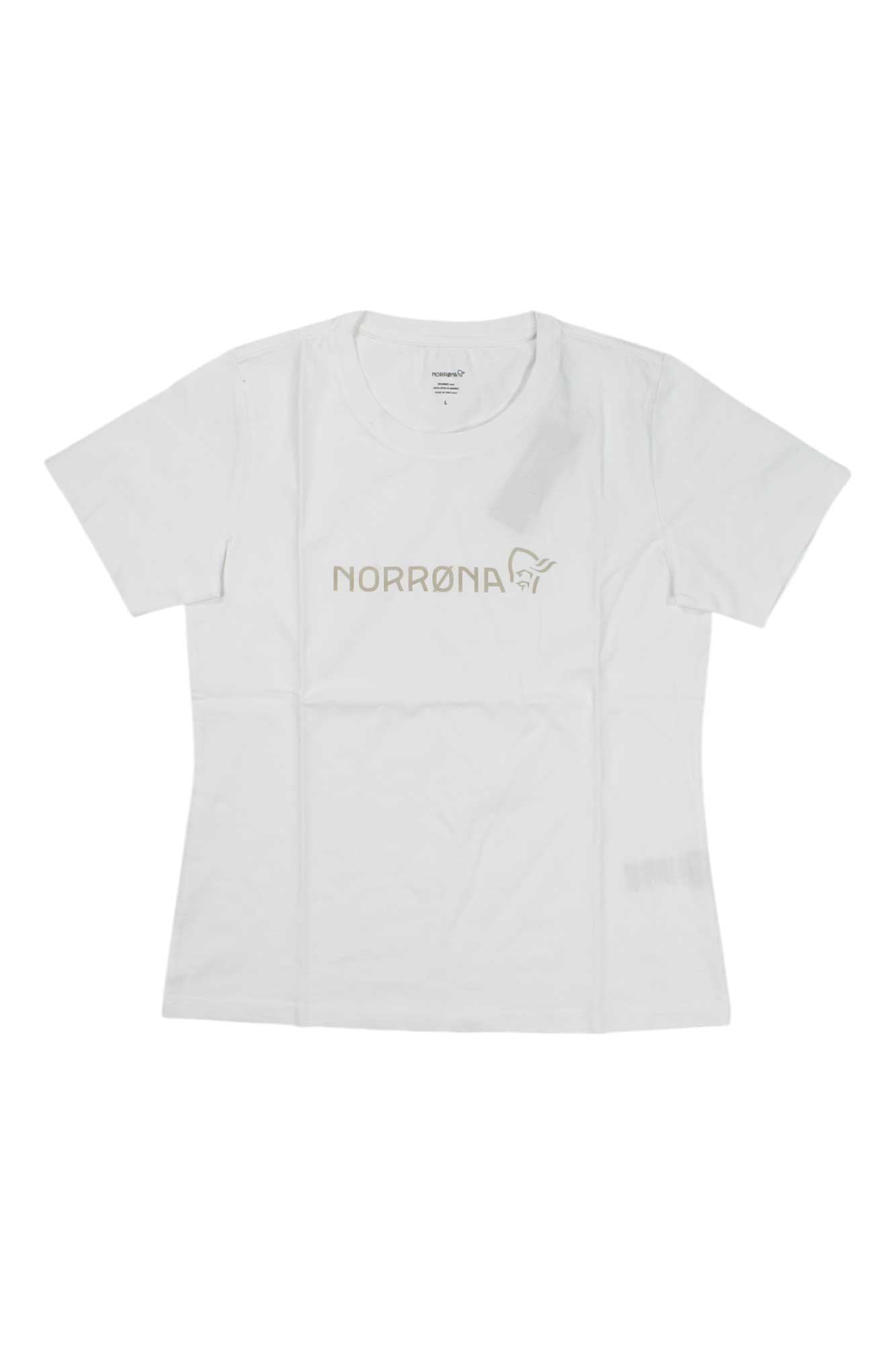 Women's cotton T-shirt, white with Norrona logo on chest