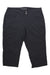 The Royal Robbins Womens Jammer II Capri, eco-friendly black capri pants for women with two front pockets, two buttons, and a zip fly, are displayed laid flat on a white background.