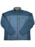 A blue The North Face Apex Bionic Jacket for men, featuring a full front zipper, long sleeves, high collar, chest pocket, and a subtle left chest logo—ideal as a men's softshell jacket for cool weather activities.