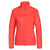 The Mammut Womens Rime IN Hybrid Flex Jacket by Mammut is a vibrant red, long-sleeve jacket featuring a high collar and zippered side pockets. Designed for breathable warmth, this lightweight insulated jacket is shown against a plain white background.