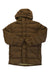 The Marmot Mens WarmCube GORE-TEX Golden Mantle Jacket is a brown quilted puffer with a hood, long sleeves, front zipper, 700 fill down for warmth and moisture protection, and a subtle chest logo.