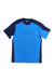 Men's merino equaliser t-shirt, blue with dark shoulder panels and chest logo