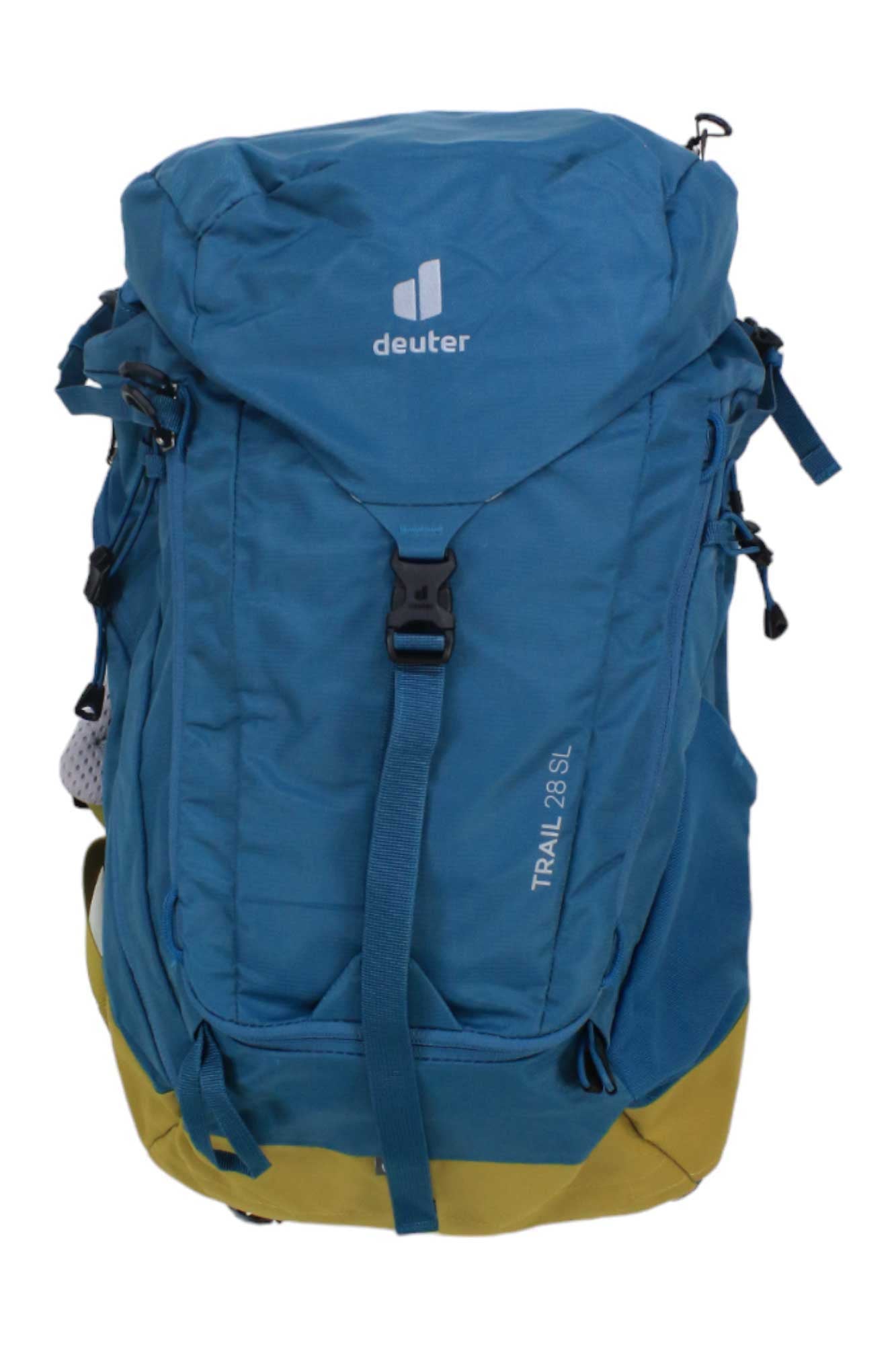deuter Trail 28 SL backpack, blue with front flap and webbing shoulder straps