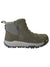 Olive pull-on insulated waterproof high-top boots with side gore and treaded rubber sole