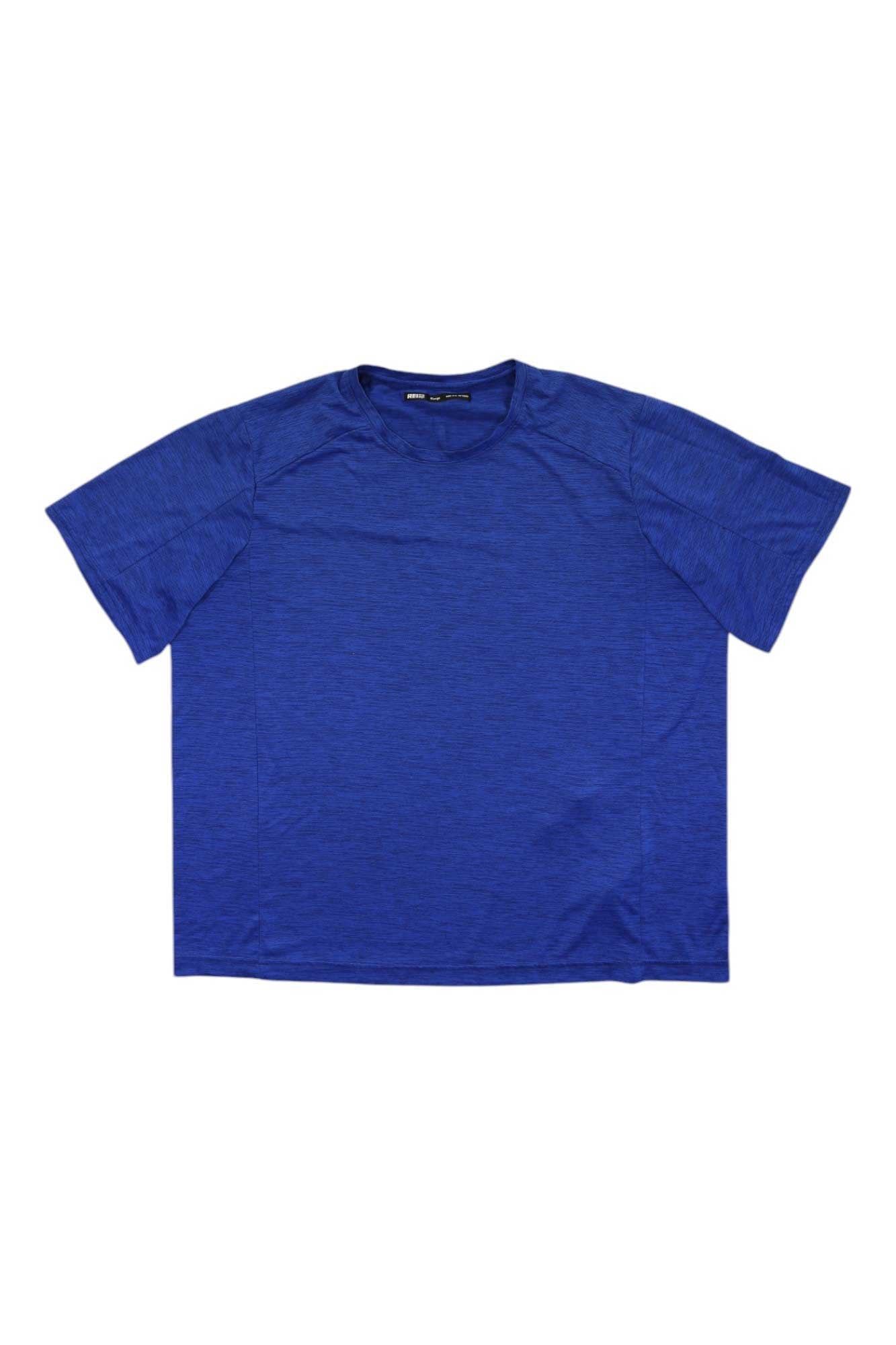 Men's blue short-sleeve active performance T-shirt with crew neck