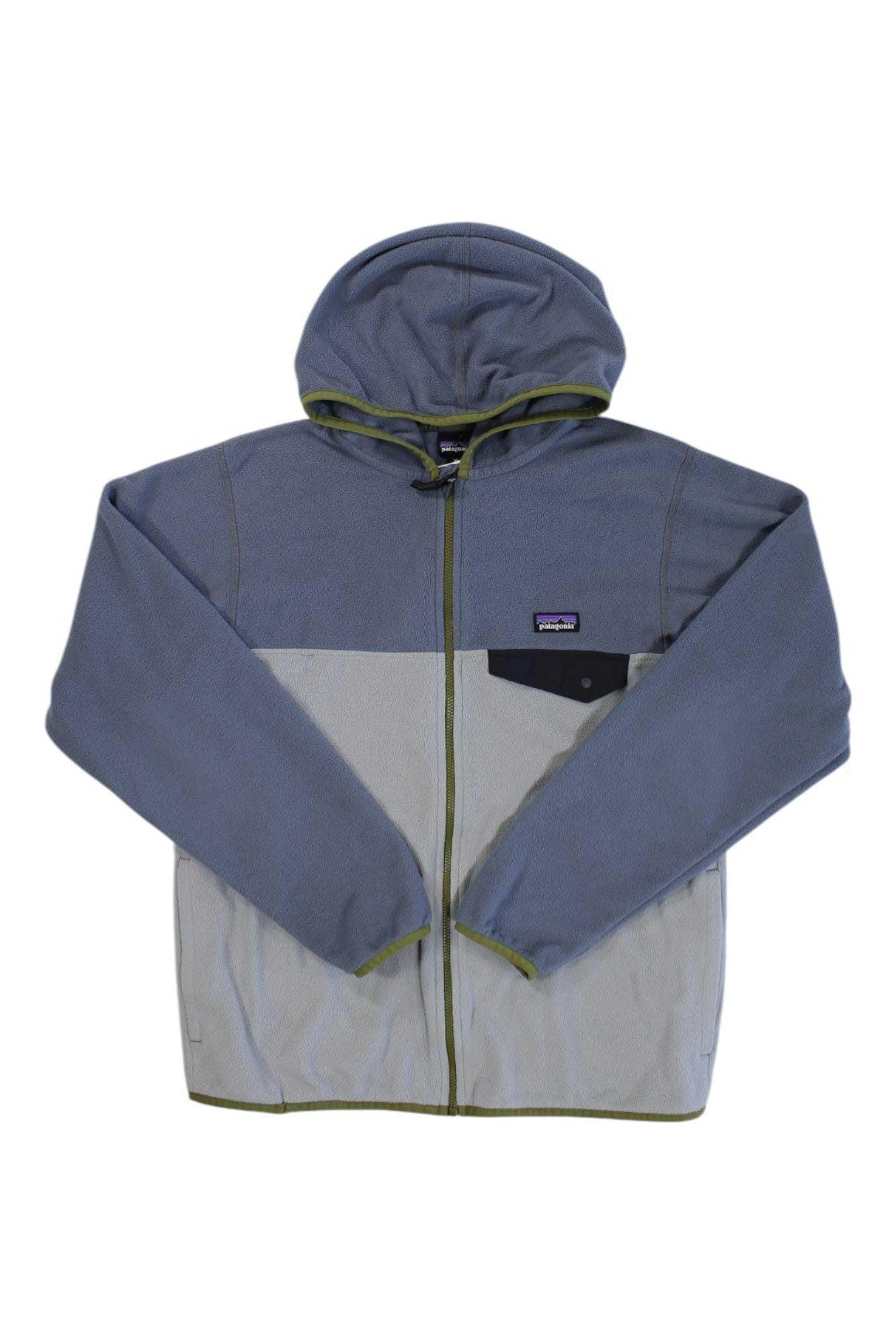 Kids two-tone fleece zip hoodie jacket, dark blue with light gray panels