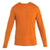 Icebreaker Mens Zoneknit LS Tee in orange, made from breathable Merino wool. Long sleeves, crew neck, arrow-shaped stitching at shoulders and front, with small text below the neckline. Shown on a white background.