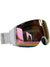 Smith 4D Mag S Snow Goggle features a wide, reflective ChromaPop lens and a white adjustable strap with Smith branding; the anti-fog lens shows an outdoor reflection.