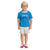Kids cotton summer set with blue graphic T-shirt and heather light gray shorts
