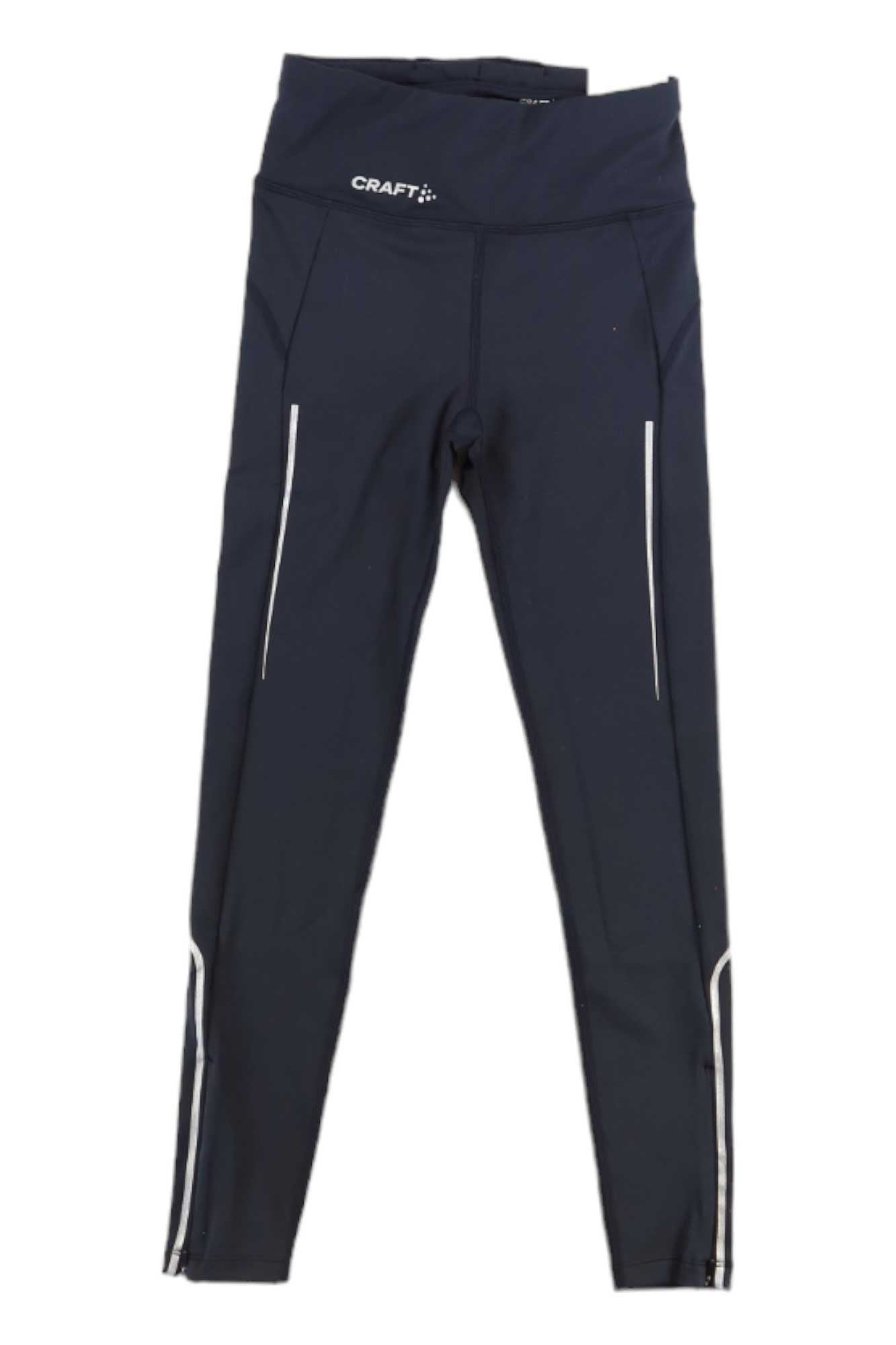 Women's Craft ADV Essence run tights, dark with side reflective zipper panels