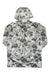 Men's camo hoody with drawstring hood, front kangaroo pocket, gray camouflage pattern
