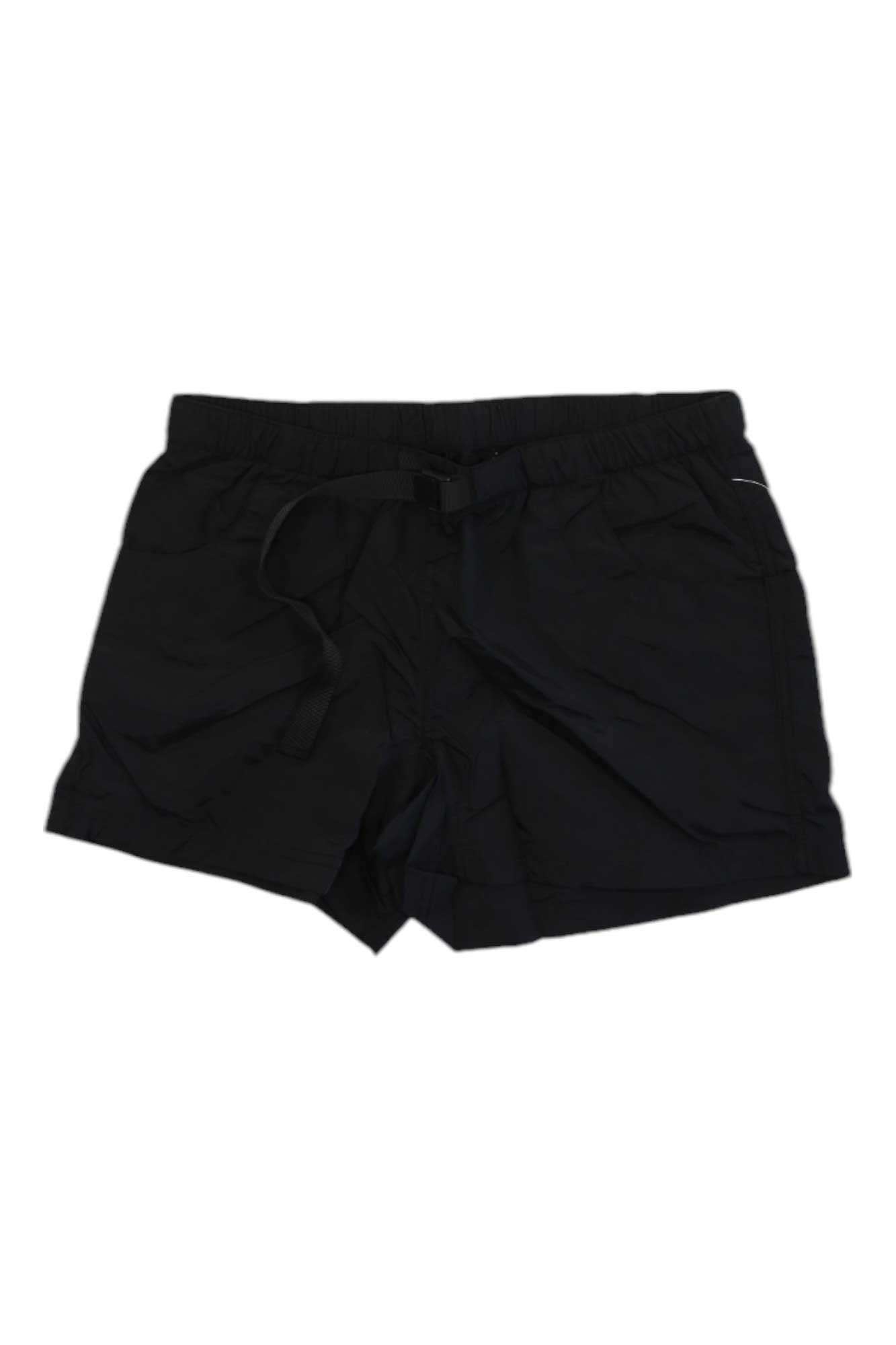 Women's black drawstring shorts with elastic waistband and side pockets
