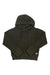 The North Face Womens Wool Harrison Pullover Hoodie, in dark green with long sleeves, soft sherpa fleece and recycled wool, drawstring hood, and ribbed cuffs, is displayed flat on a white background.