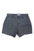 Carve Designs Women's Sausalito 4 Inch Shorts in dark gray cotton feature belt loops, side pockets, and a raw hem, shown laid flat on a white background.
