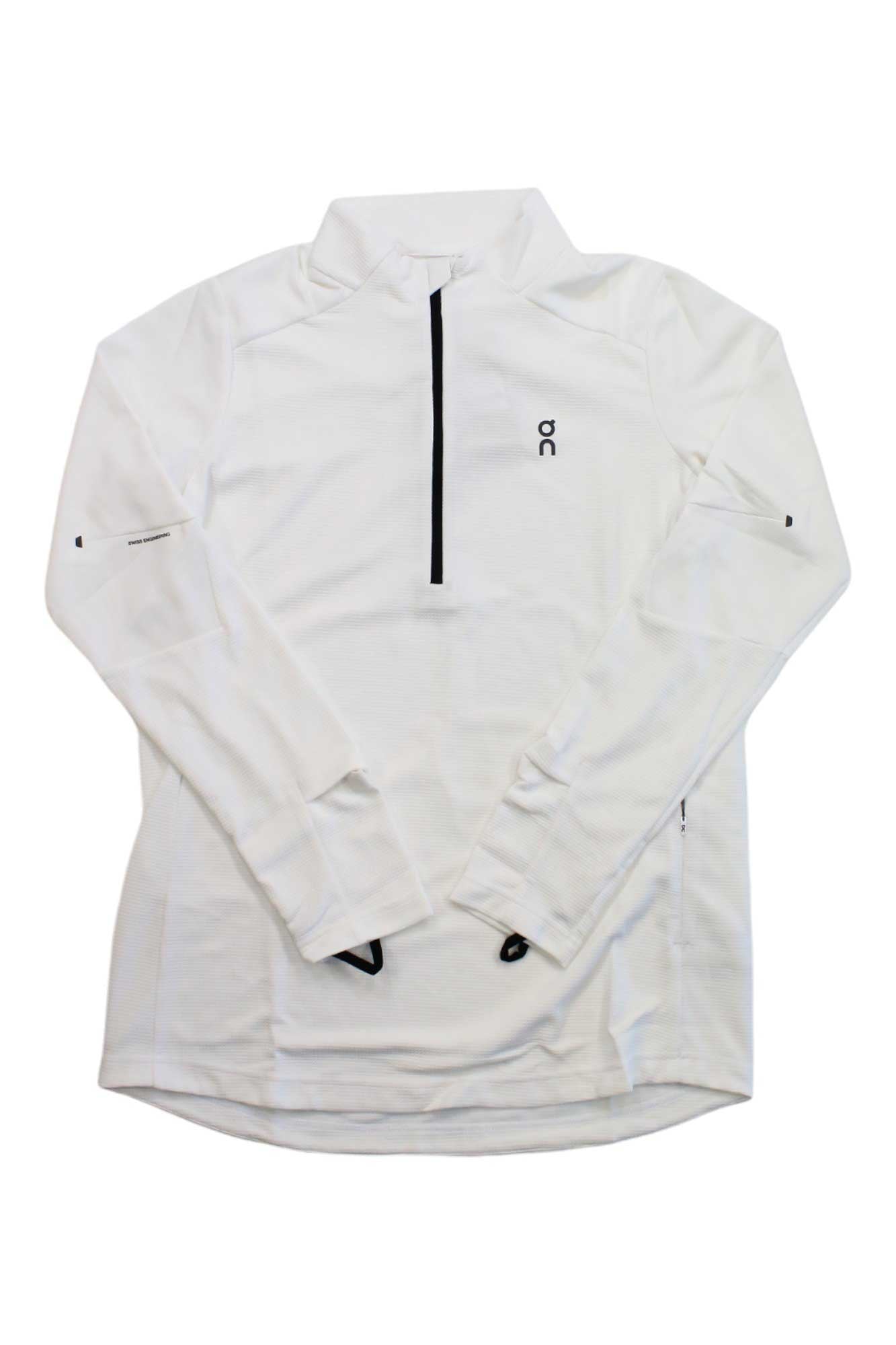 On Running women's climate shirt, undyed white, zip pullover, long sleeves