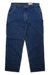 The Carhartt Men's Loose Fit Utility Jean in blue durable denim features a straight-leg cut, loose fit, front pockets, belt loops, and a button closure, displayed flat on a white background.