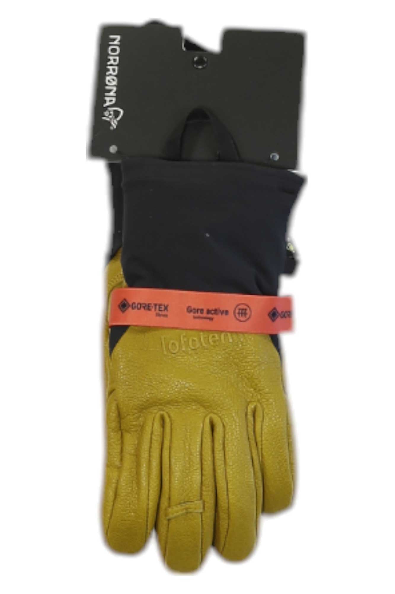 Short glove in black and yellow, Thermo100 style with wrist logos and knuckle panel