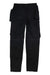 The Helly Hansen Womens Luna Light Construction Pant in black features multiple pockets, stretch fabric, and articulated knees for comfort and durability, shown laid flat on a white background.