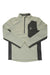 The Spyder Mens Bandit 1/2 Zip Top is a light gray fleece pullover with black quarter-zip, black side panels, and a spider logo on the chest, shown laid flat against a white background.