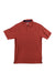 The Rhone Mens Delta Pique Polo is a short-sleeved, brick red polo shirt for men with a collar and two-button placket. Its moisture-wicking fabric makes it perfect for athleisure, keeping you comfortable all day. Laid flat on a white background.