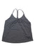 The Black Diamond Womens Integrale Tank is a dark gray top with a loose racerback fit, front-gathered detail, small hem logo, and quick-dry moisture-wicking fabric for all-day comfort.
