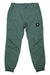 The Mammut Mens Massone Light Pant is a green jogger-style hiking pant featuring elasticated cuffs and waistband, front pockets, and a black rectangular patch with white logo on the upper right thigh, laid flat on a white background.