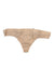 The ExOfficio Women's GNG Sport 2.0 Thong in beige is displayed flat on a white background, featuring moisture-wicking fabric for quick-drying comfort.