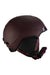 Burgundy ski helmet with dark textured inner padding and side ear coverage