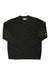 The Fjallraven Mens Ovik Round Neck Sweater is a dark gray crewneck with ribbed cuffs and hem, brown G-1000 reinforced elbow patches, and a small logo patch on the left sleeve. Shown laid flat on a white background.