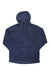 The Simms Mens Vermilion Hoody in navy blue, made from organic cotton, features a front half-zip, drawstrings, and a large front pocket. It is displayed laid flat on a white background.