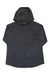 The Free Fly Womens Bamboo Lightweight Fleece Hoody, shown laid flat on a white background, features a plain black design, UPF 50 protection, and a front pocket.