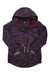 Women's purple camouflage hooded winter jacket with full zip and drawstring hem