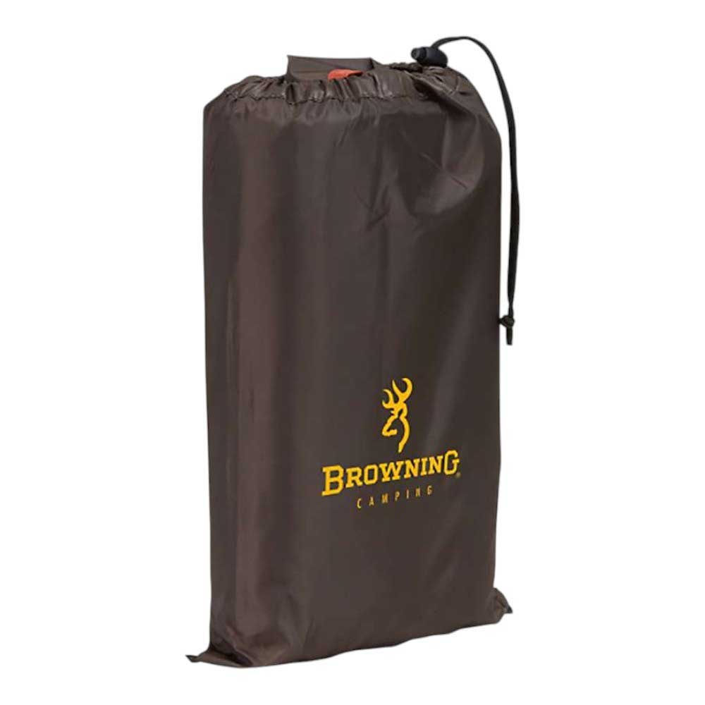 Dark brown camping floor saver with drawstring and Browning logo