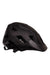 Black cycling helmet with chin strap tabs and air channel vents