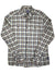 The Mens Long-Sleeved Steersman Shirt is a breathable, button-up plaid shirt in beige, blue, and brown checks, featuring two front chest pockets with button flaps and a collar for classic comfort and timeless style.