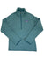 The Women's Better Sweater Quarter-Zip Pullover features a teal, heathered, recycled polyester fleece with long sleeves, a stand-up collar, and a logo patch on the left chest.
