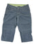 Womens capri pant in blue-gray denim with front button closure and slash pockets