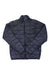 Men's dark blue 650 down jacket with full-zip front and stand collar