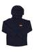 The Helly Hansen Kids Daybreaker Hoodie is a navy blue, long-sleeve outdoor pullover with an orange HH logo on the chest—perfect as a cozy fleece hoodie for chilly days.
