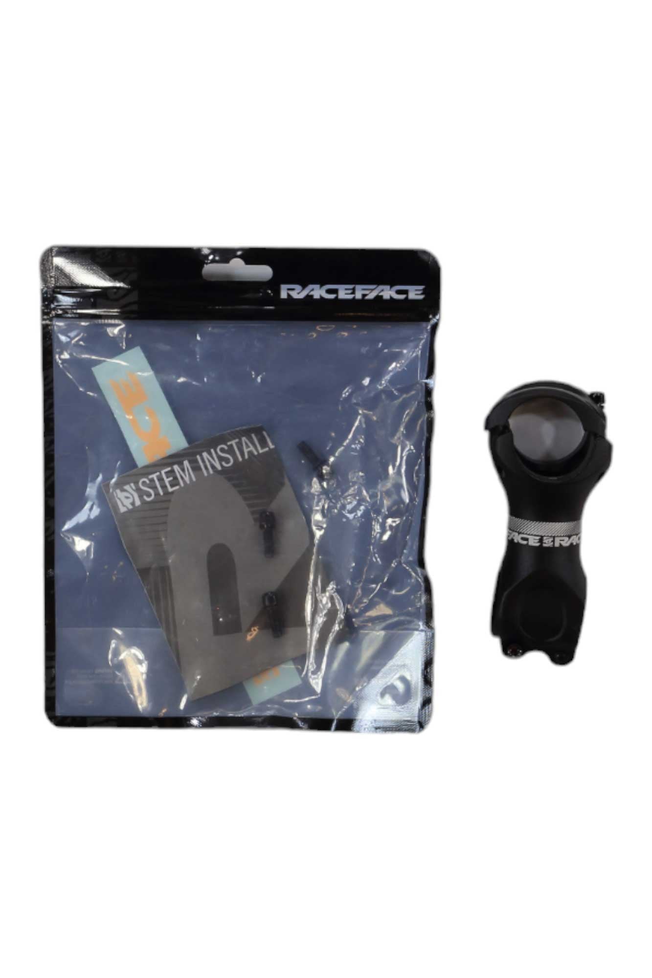Race Face Aeffect 35 black stem, shown with install packaging