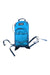 The Dakine Womens Session 8L Hydration Pack, shown in blue with black straps, a top handle, two front buckles, and a white hydration tube, is perfect for mountain biking and is displayed on a white background.