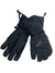 The Scott USA Womens Ultimate Warm Glove, a black waterproof insulated skiing glove with adjustable wrist straps and "Scott" printed on the back, is shown overlapping on a white background.