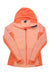 Women’s insulated zip-hood jacket, peach and orange color-block, full front zipper