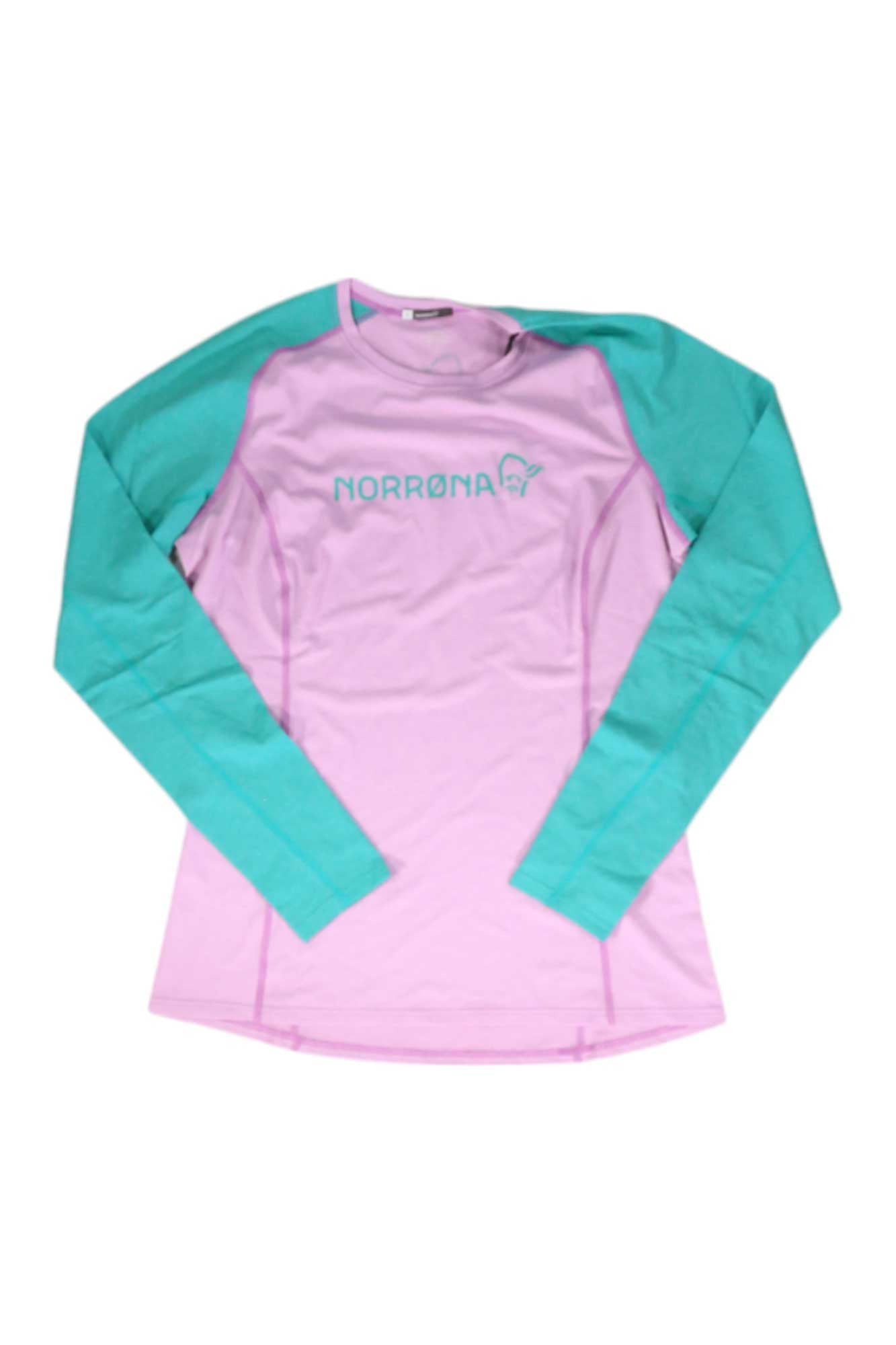 Norrona women's lightweight long sleeve shirt, lavender with teal sleeves